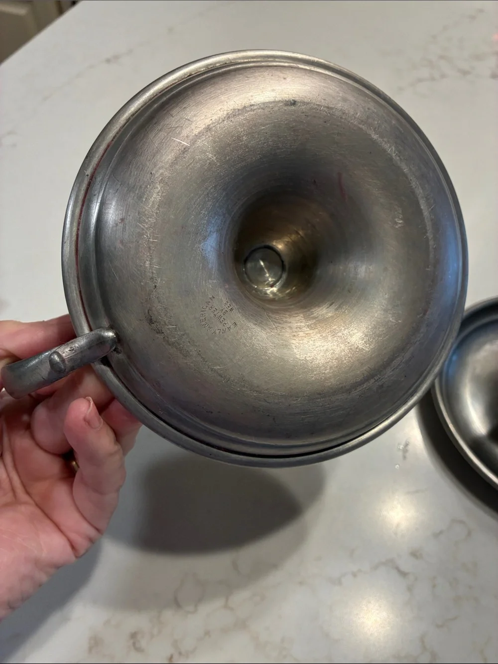 Set of large Vintage Early American Pewter Chamberstick Candle Holders by WEB
